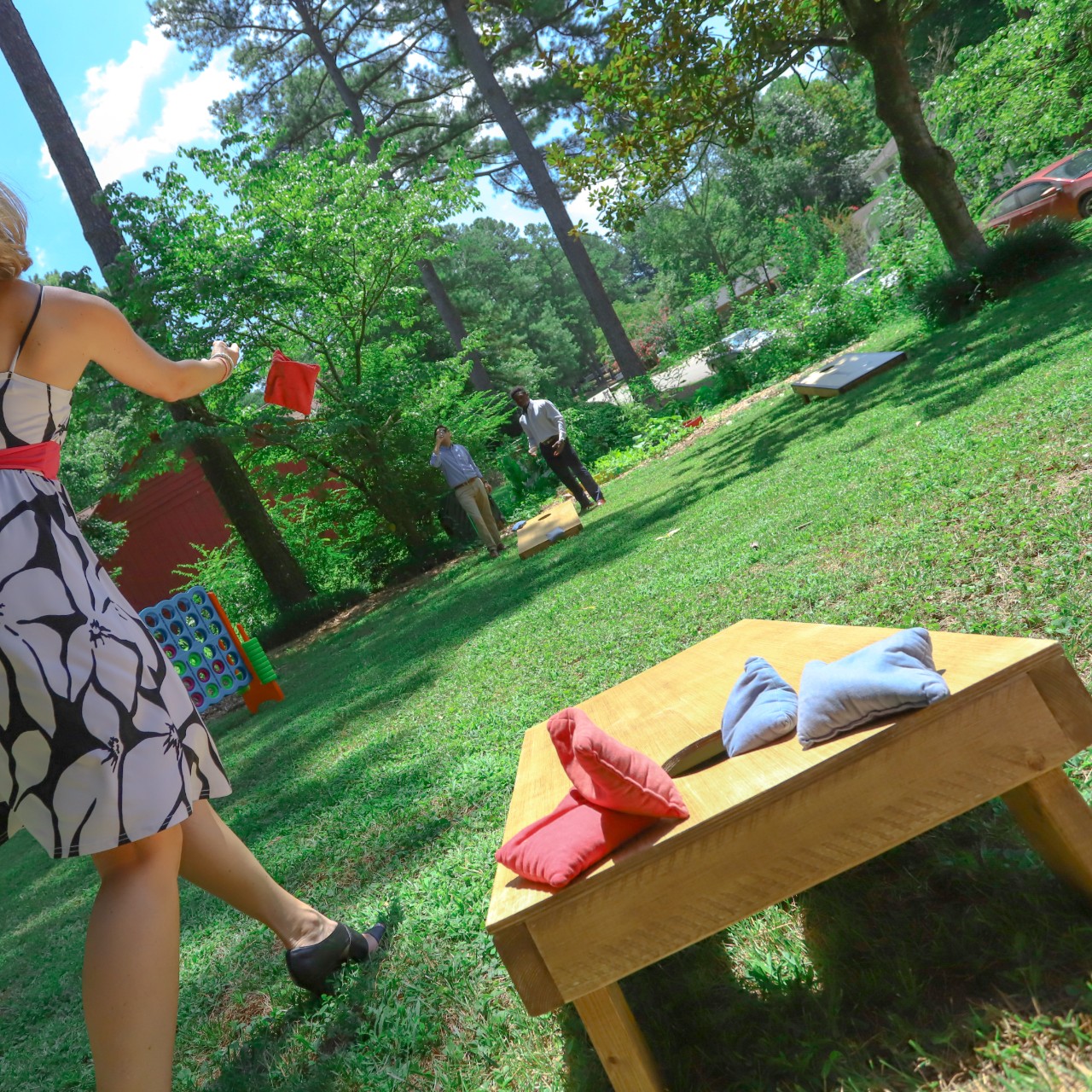 Stained Cornhole Set Square